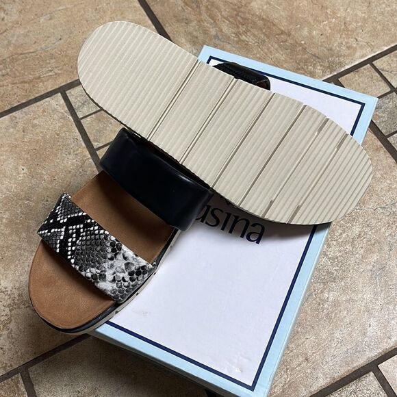 Nib SUSINA Sandal in Black/White Snake size 7.5 retail $50 - Picture 8 of 13